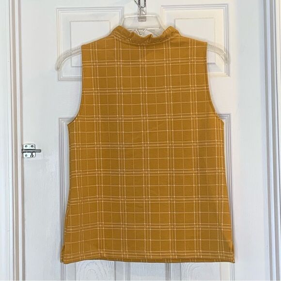 Ann Taylor checked ruffle Henley shell top Size Large - Picture 5 of 9